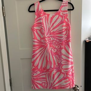 Lilly Pulitzer Callie Pink Sun Ray Shimmy Shimmy A-Line Knit Shift Dress